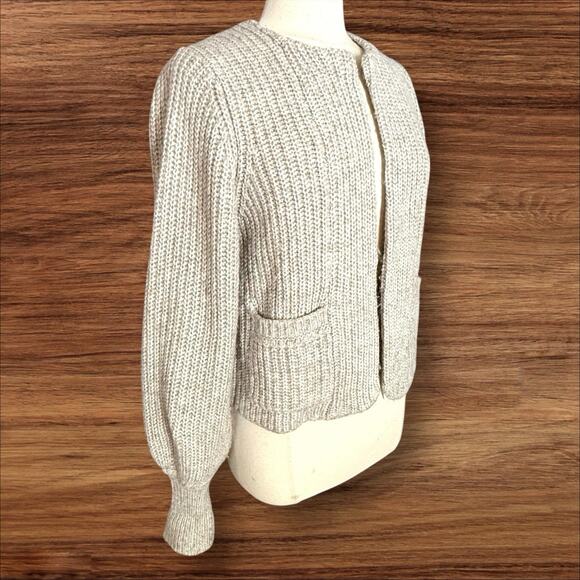 Wit & Wisdom Ribbed Cardigan Cardigan Sweater Sz M Marled Cropped w Pockets $98 - Picture 4 of 9